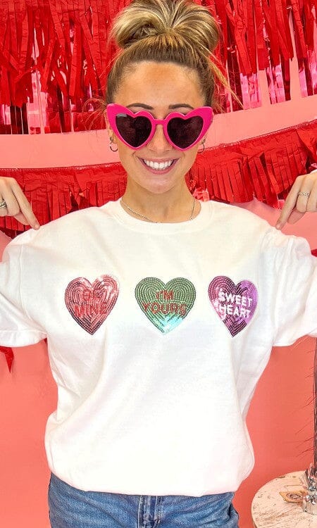 Sparkle Conversation Heart Sweatshirt Tees2urdoor