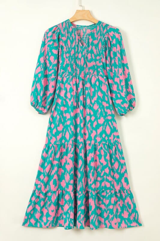 Spotted Lantern Sleeve Maxi Kentce
