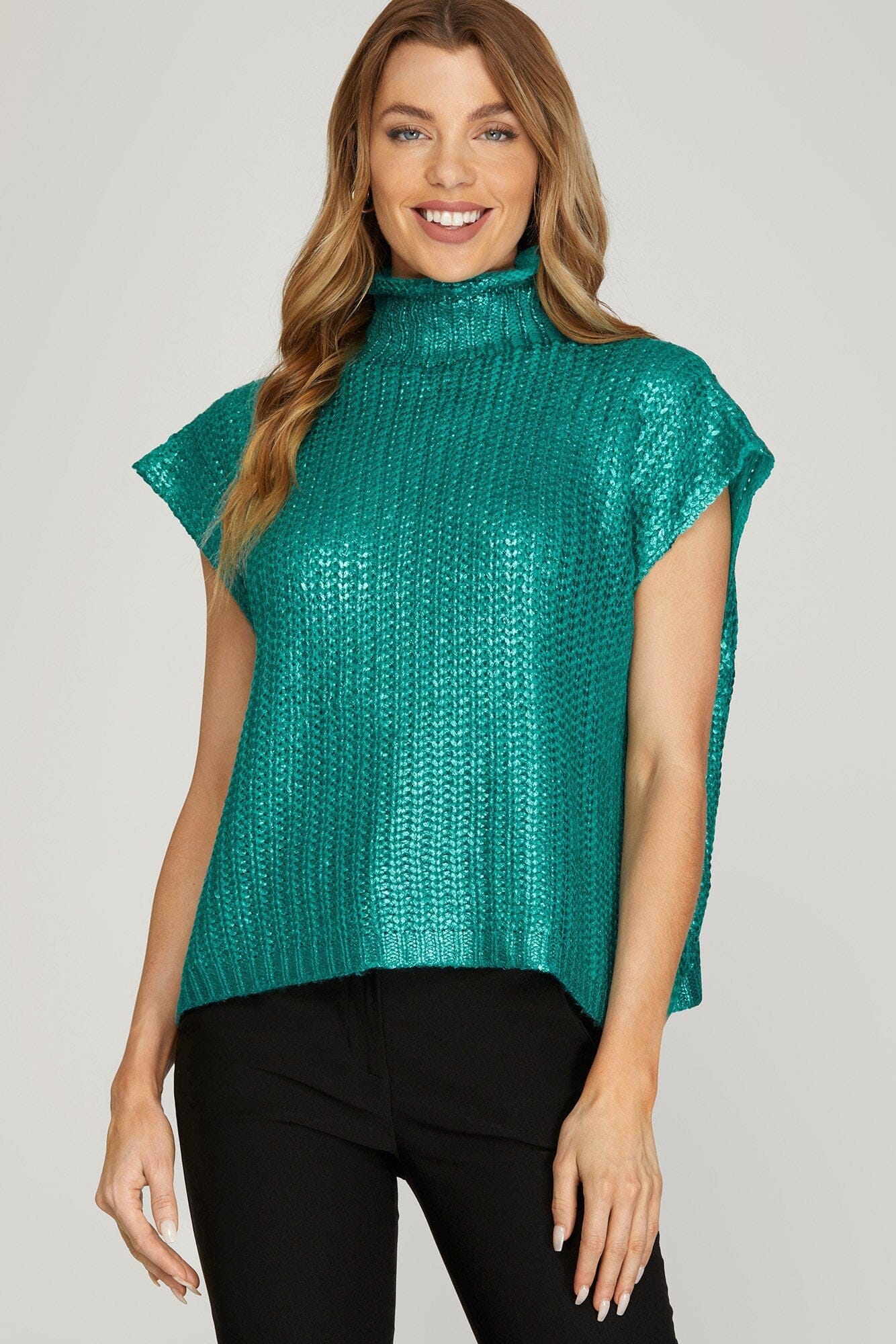 Spring 2024 Metallic SS Sweater she + sky