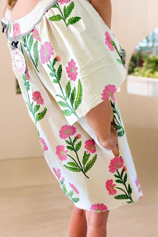 Spring Pink Floral Tunic Dress Shewin