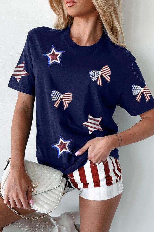 Stars and Bows Sequin Tee Shewin