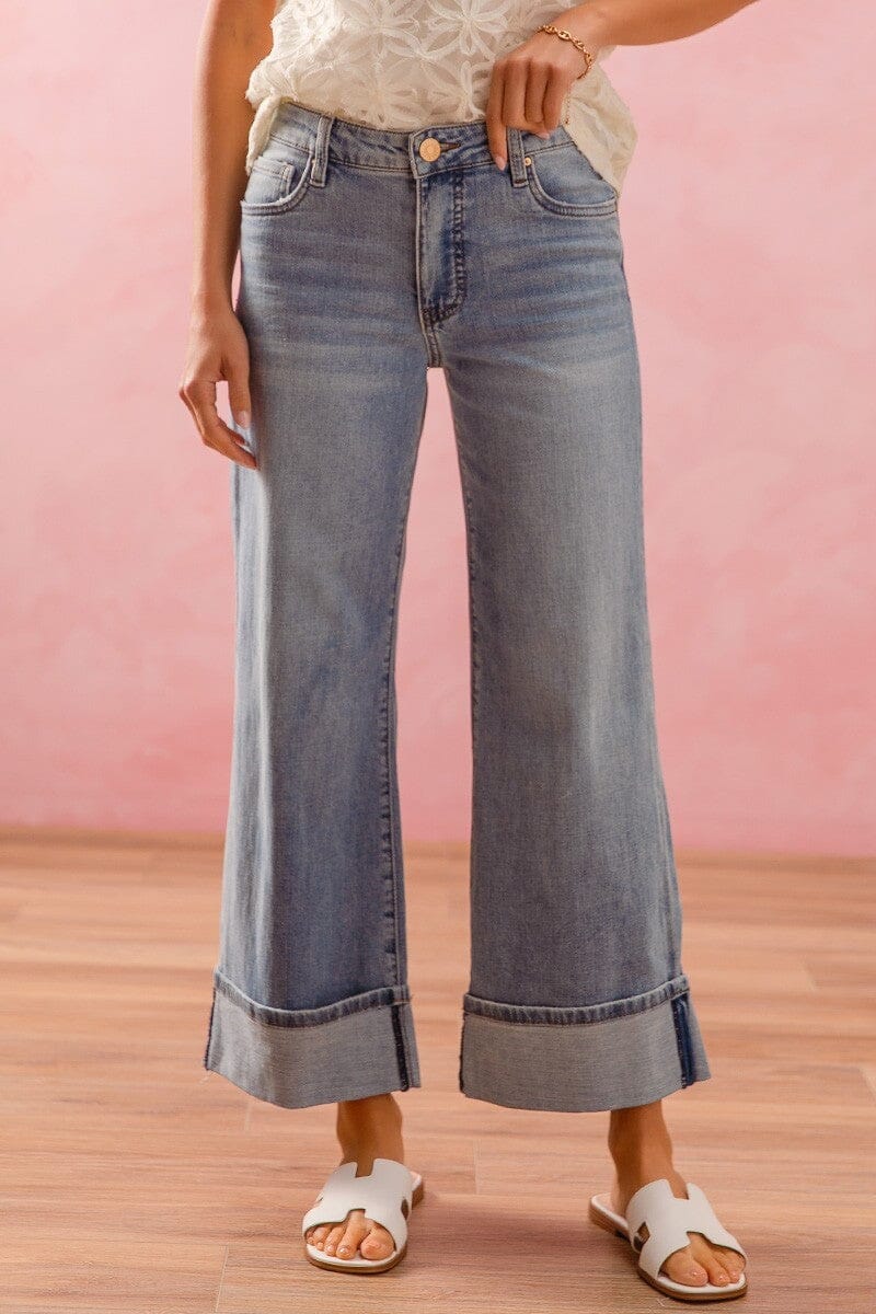 STRAIGHT LEG MID RISE JEANS WITH ROLL UP HEM so me