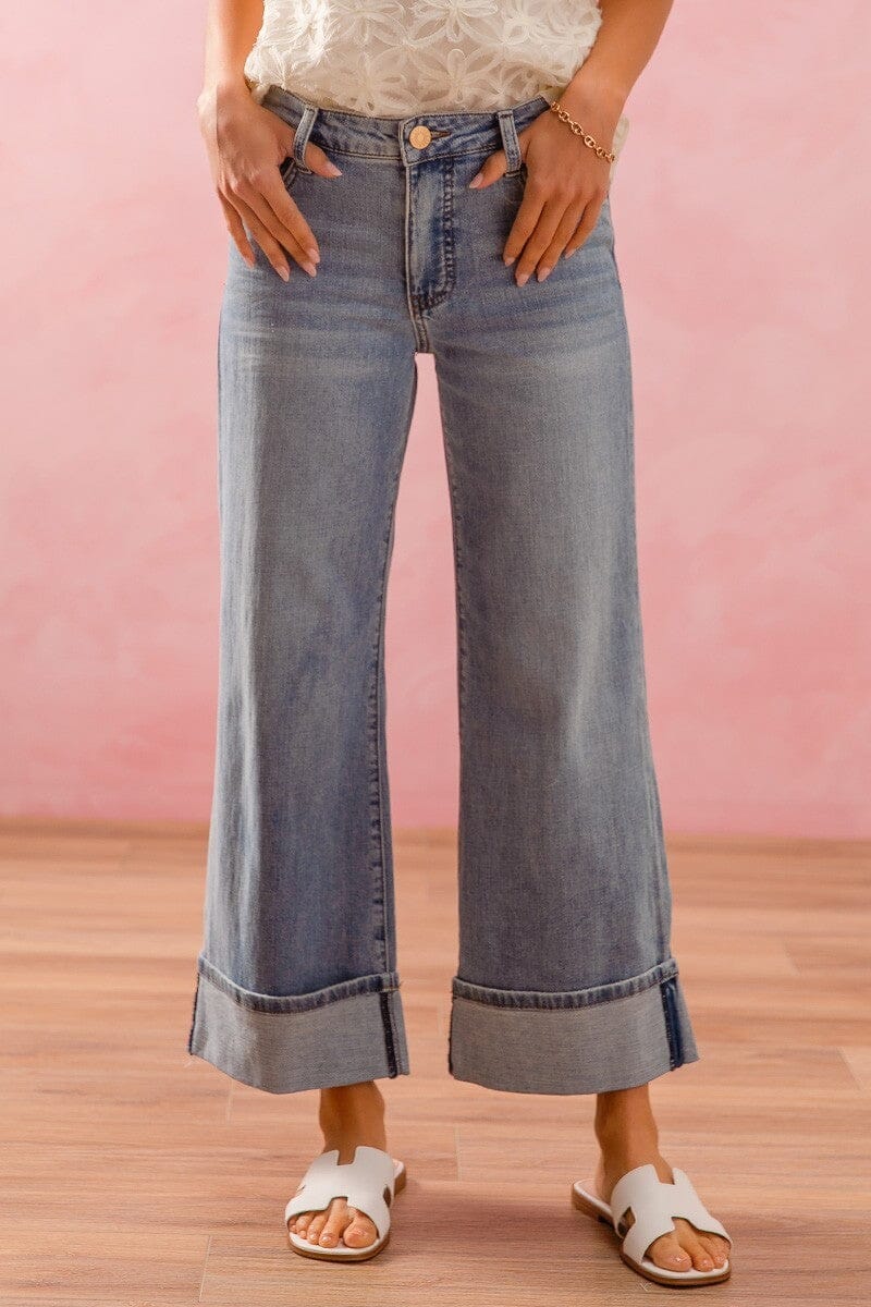 STRAIGHT LEG MID RISE JEANS WITH ROLL UP HEM so me
