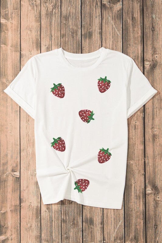 Strawberry Sequin Tee Kentce