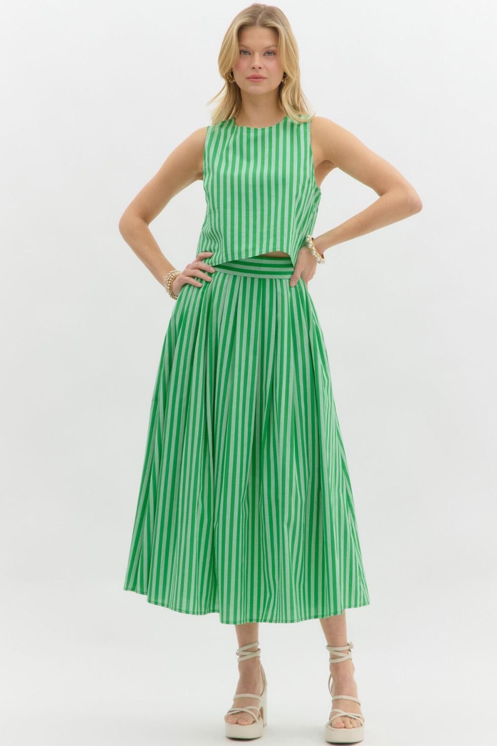 Striped Cotton Poplin Skirt Set Entro