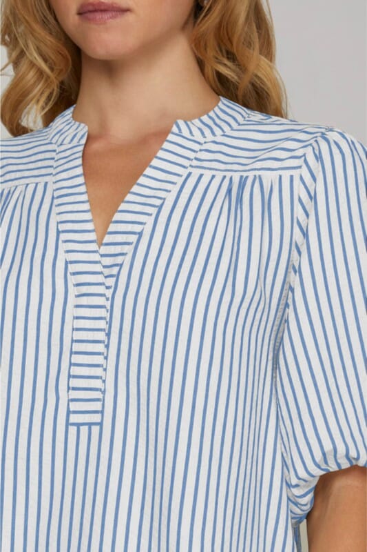 Striped Puff Sleeve Top Asia Direct