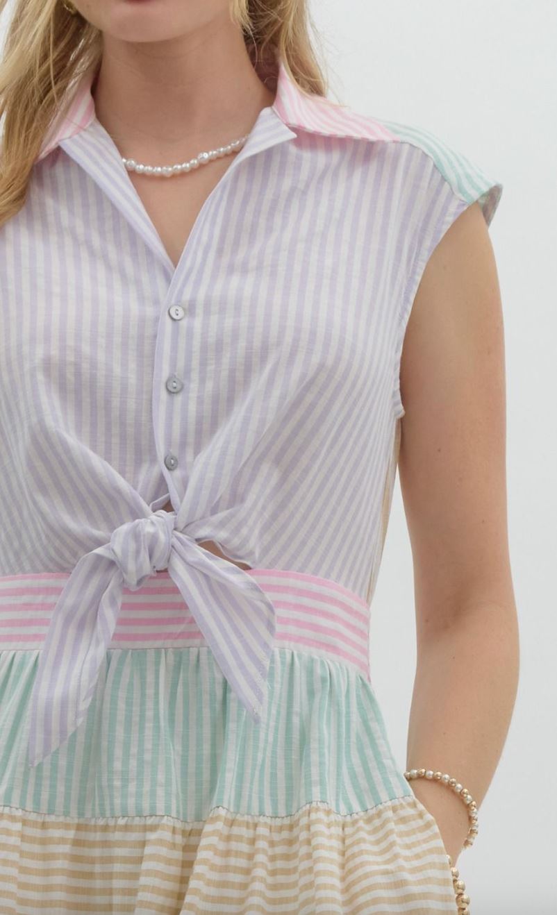 Striped Tiered Colorblock Midi entro