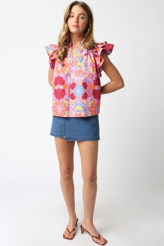 Sutton Floral Top Olivaceous