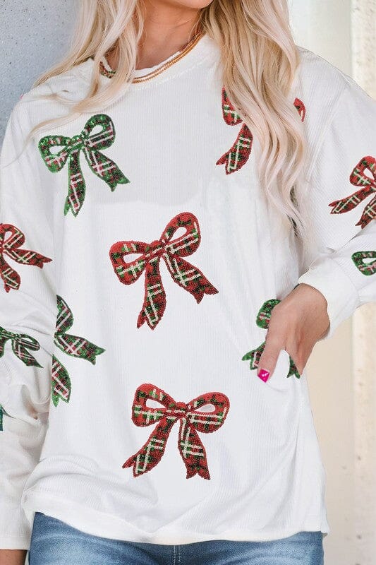 Tartan Sequin Bow Top Shewin
