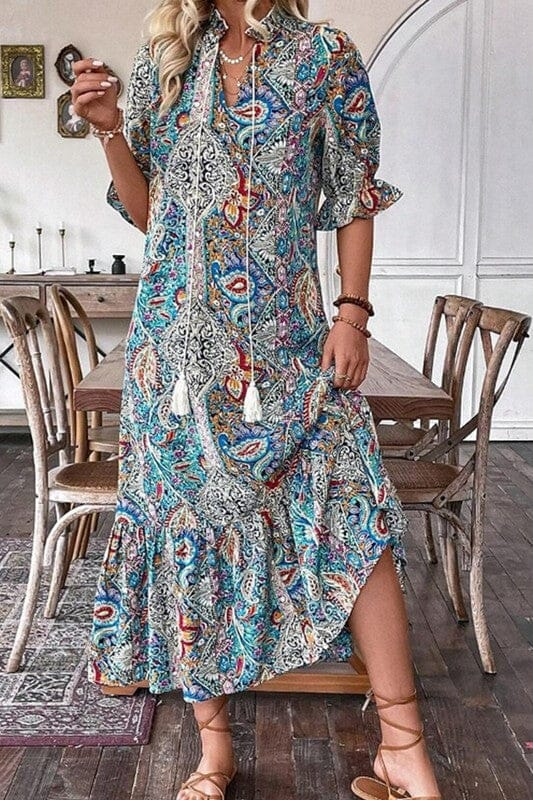 Teal Paisley Print Maxi Wholesalesir