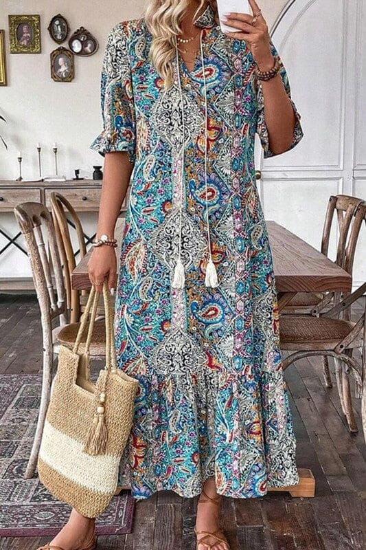 Teal Paisley Print Maxi Wholesalesir
