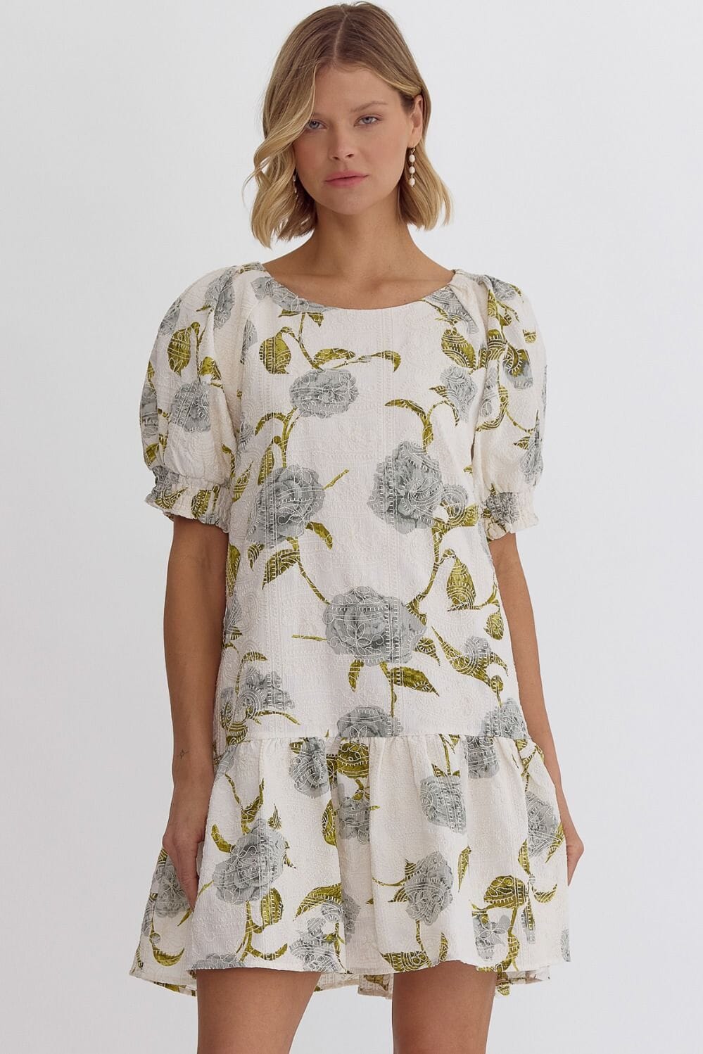 Textured Blue Rose Vine Dress entro