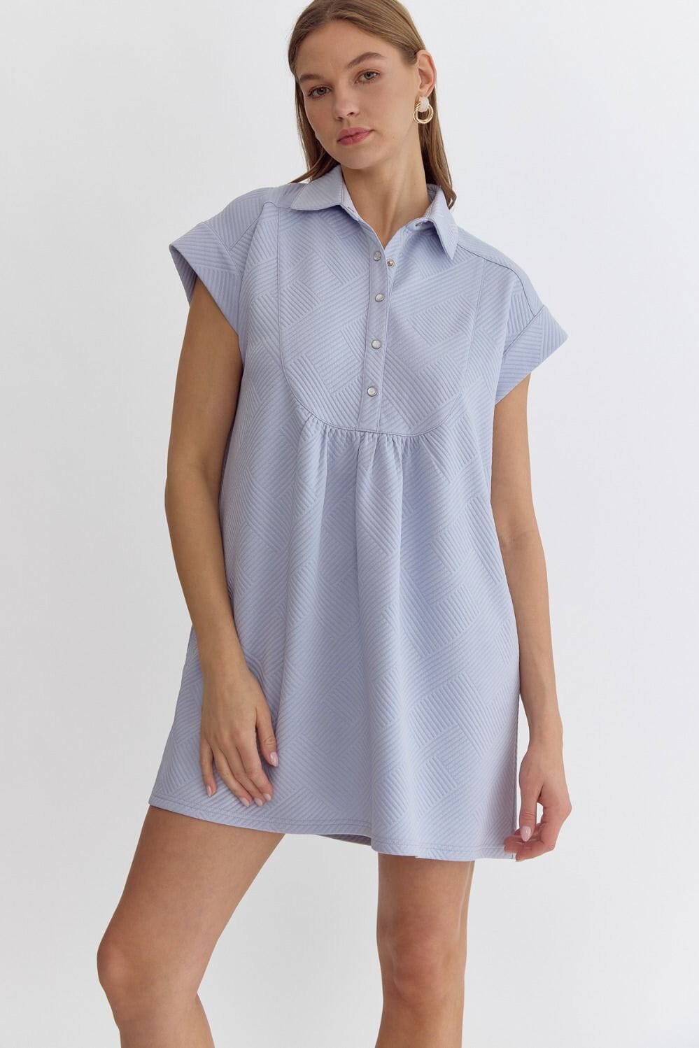 Textured Collared Knit Dress SNAP-Something New And Pretty