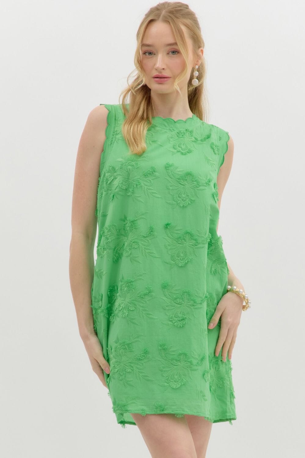 Textured Floral Shift Dress - Ships early May Entro