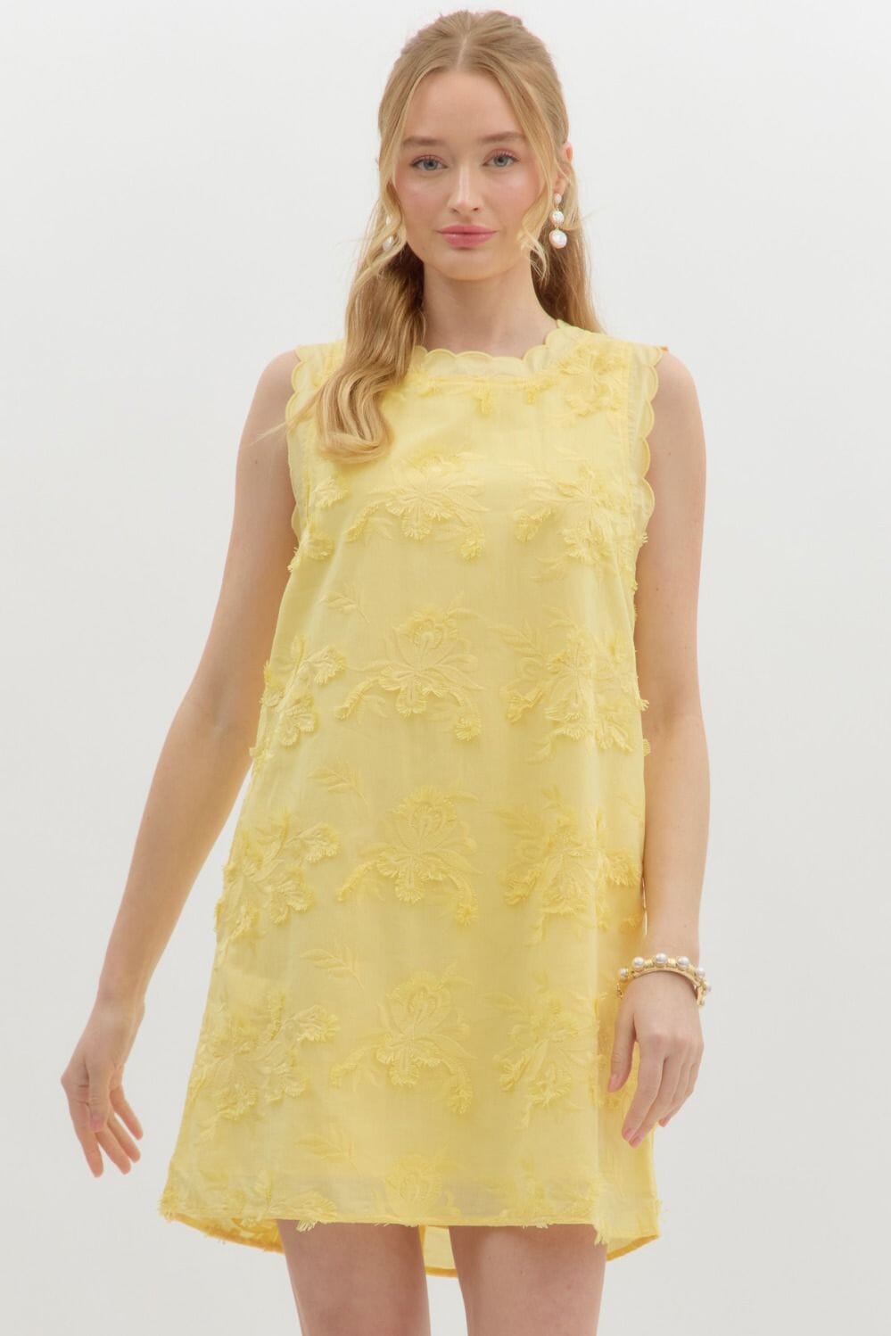 Textured Floral Shift Dress - Ships early May Entro