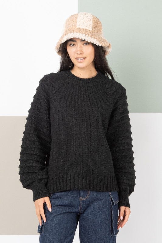 Textured Sleeve Cozy Sweater Very J