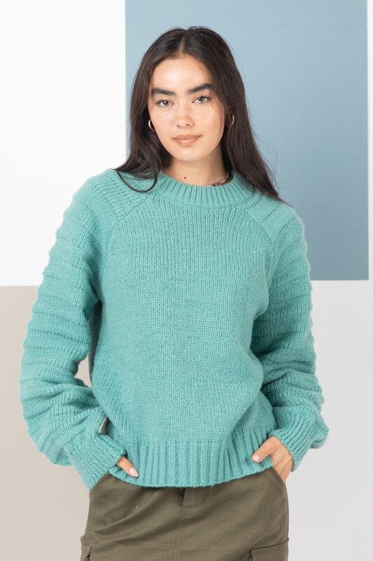 Textured Sleeve Cozy Sweater Very J