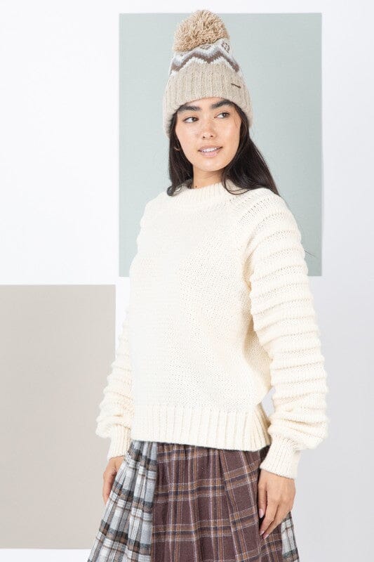 Textured Sleeve Cozy Sweater Very J