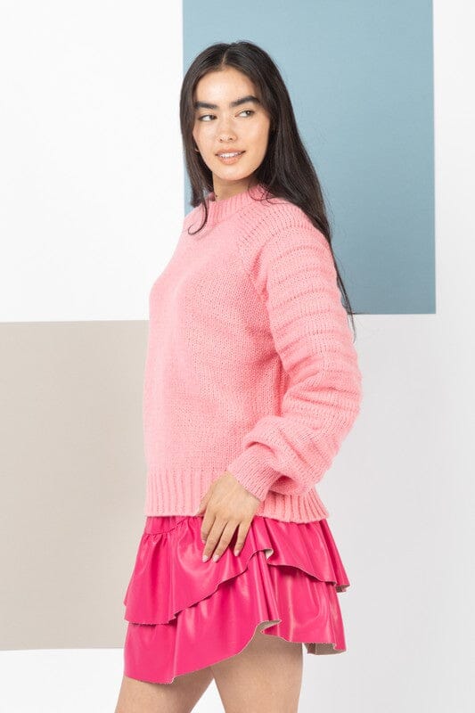Textured Sleeve Cozy Sweater Very J
