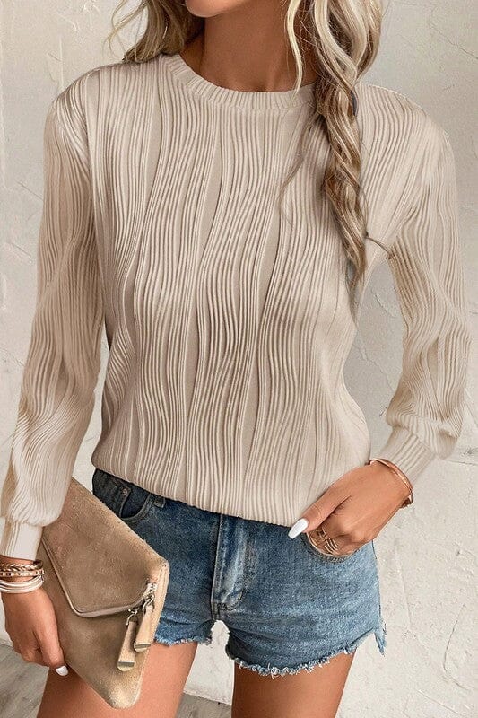 Textured Wave Longsleeve Top Kentce