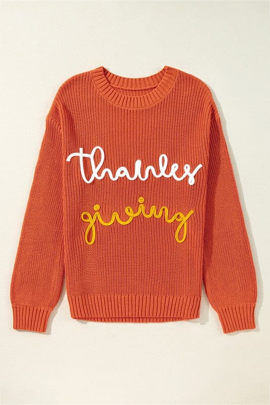 Thanksgiving Embroidered Sweater Kentce