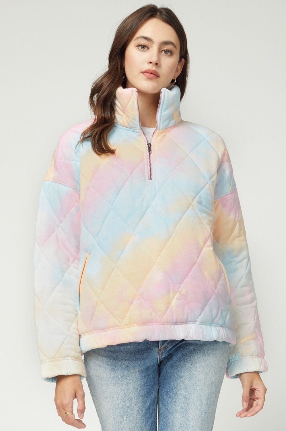 Tie Dye Quilted Quarter Zip entro