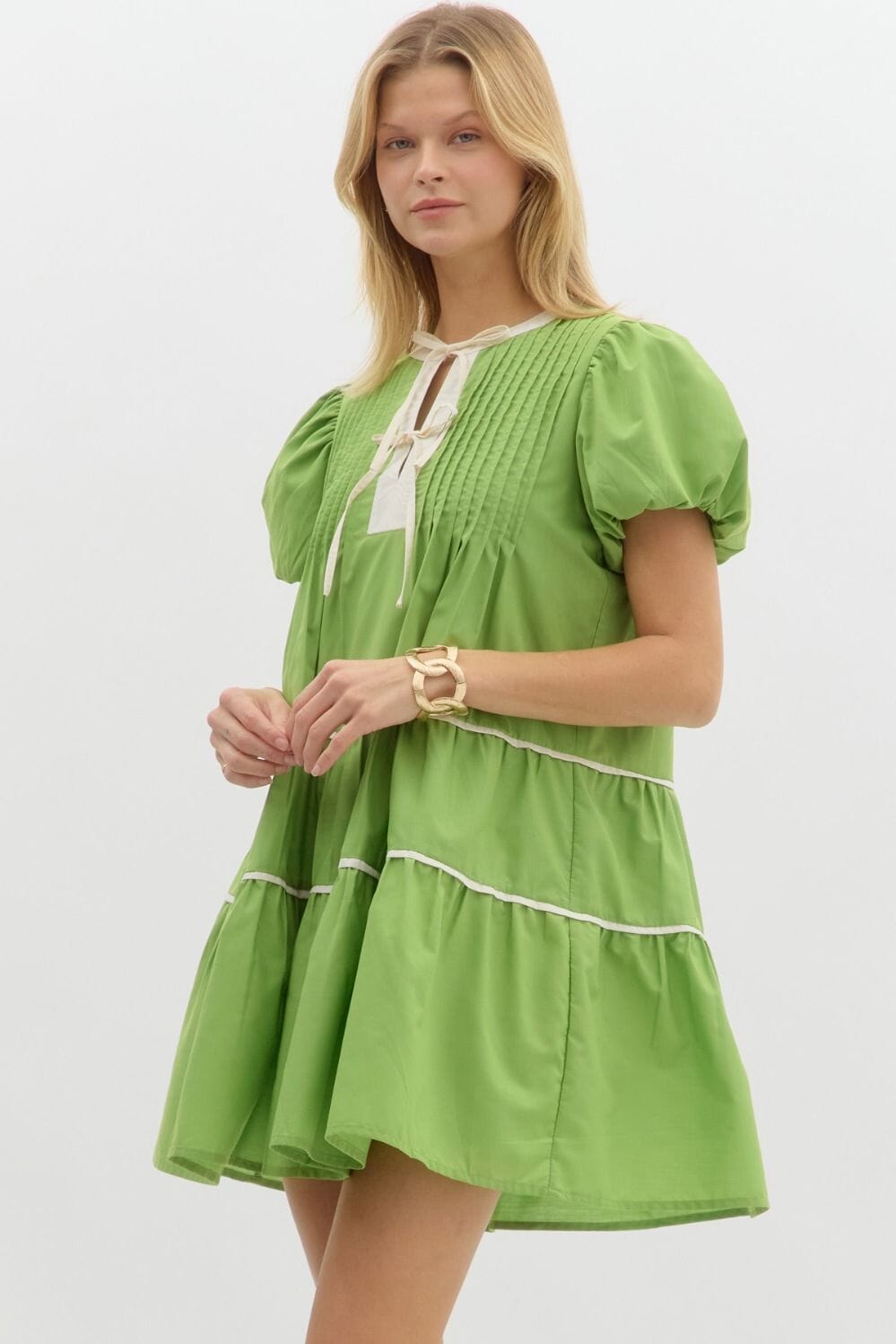 Tie Front Dress with Pintuck Detail Entro