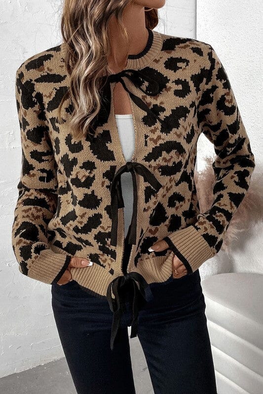 Tie Front Leopard Cardigan Asia Direct