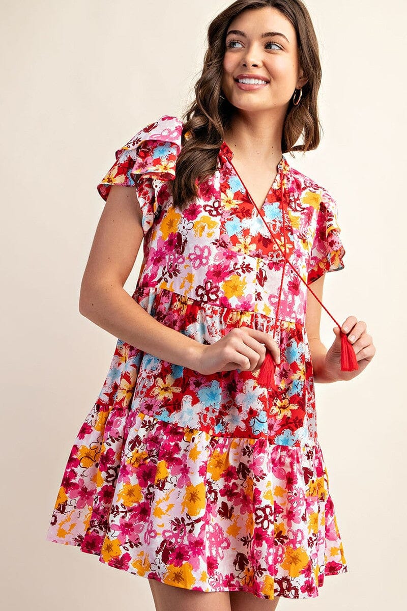 Tiered Floral Print Dress Gigio