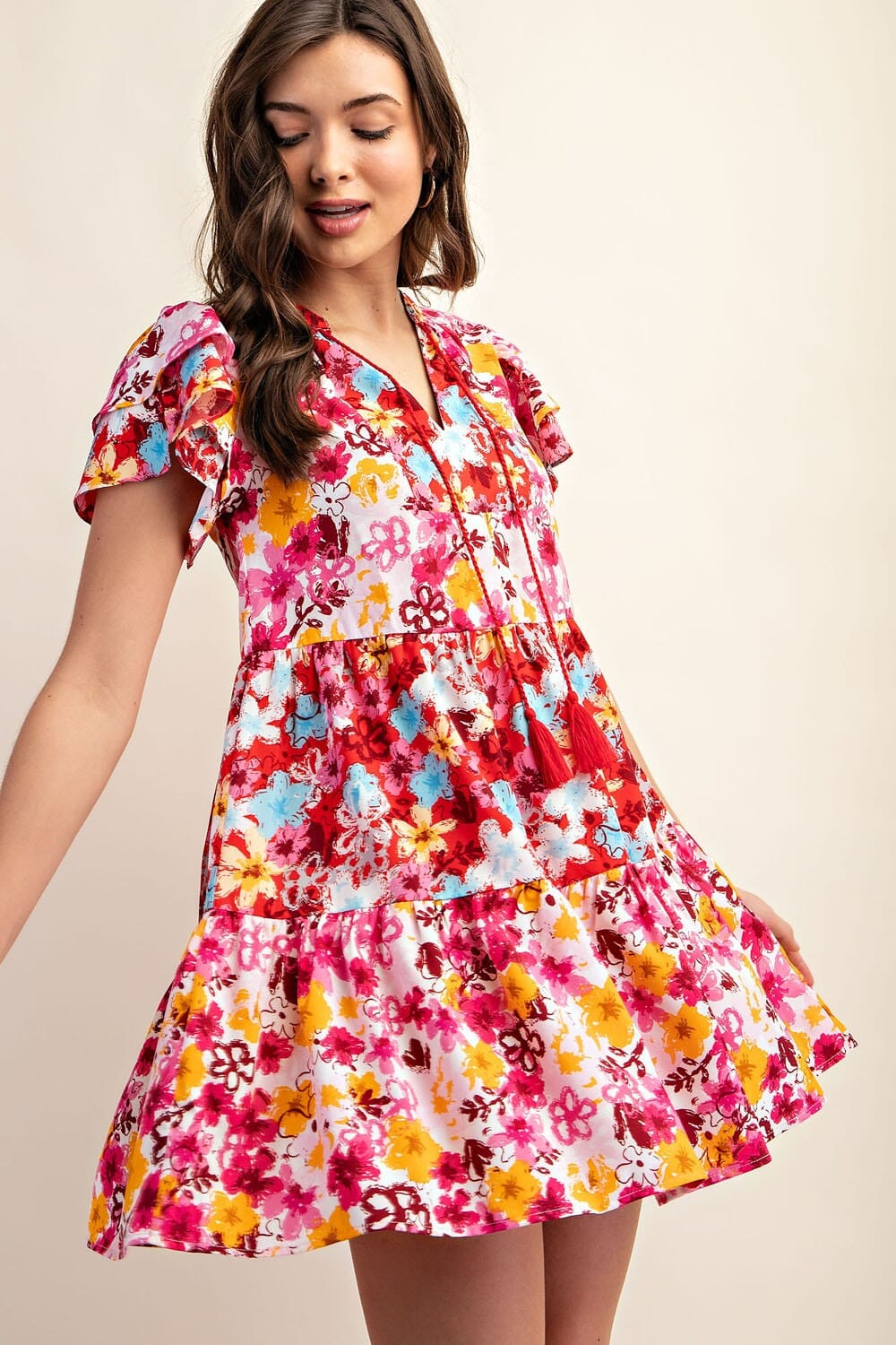 Tiered Floral Print Dress Gigio