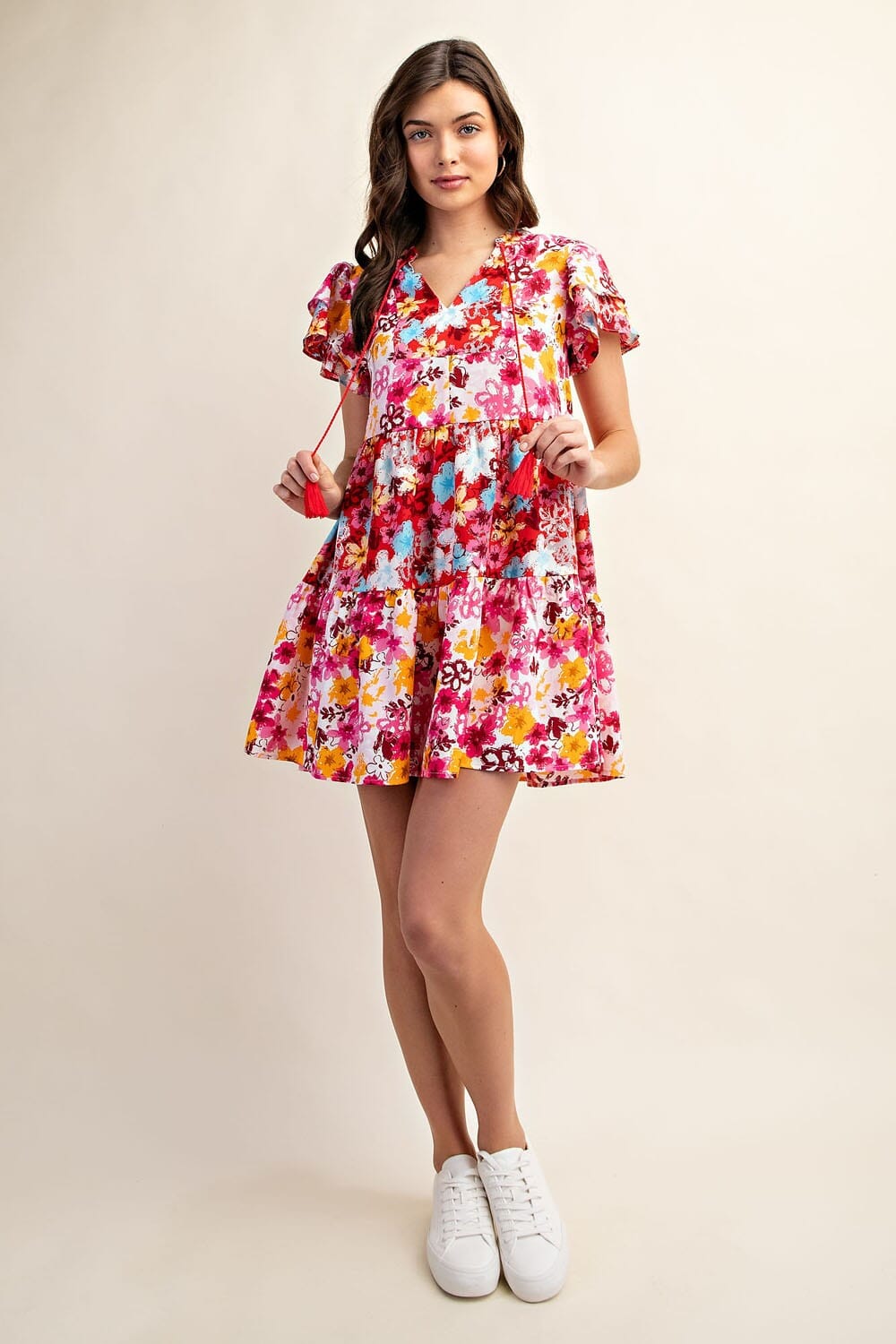 Tiered Floral Print Dress Gigio
