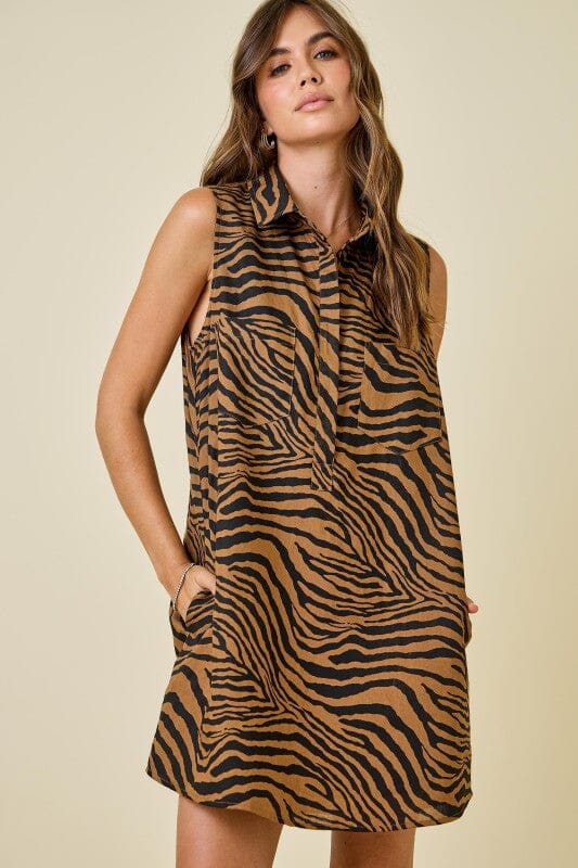 Tiger Striped Popover Dress day + moon