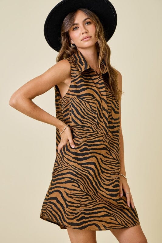 Tiger Striped Popover Dress day + moon