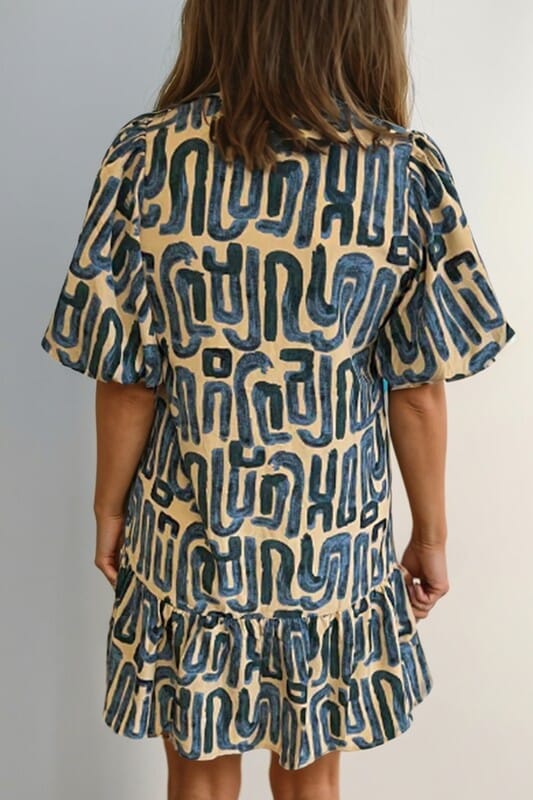 Tribal Print Shirt Dress with Pink Trim Shewin