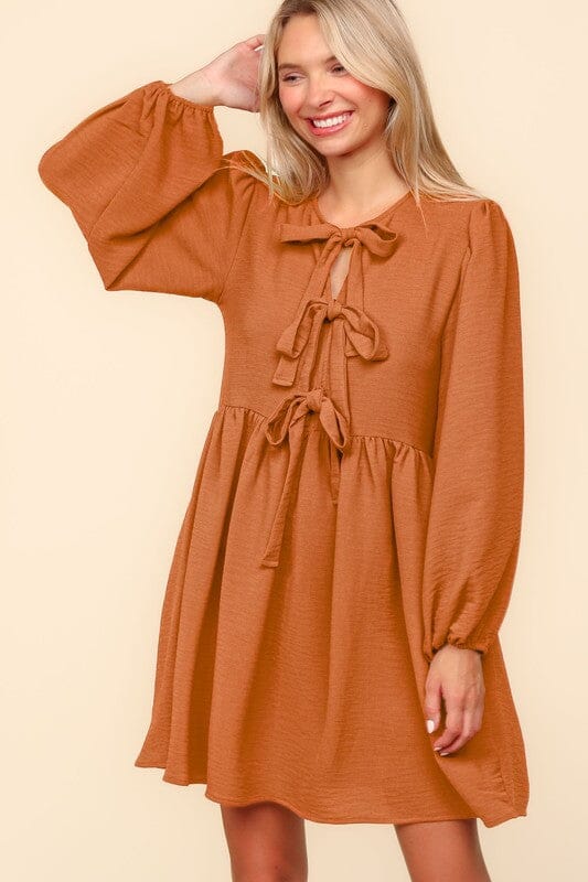 Triple Ribbon Front Relaxed Dress Haptics