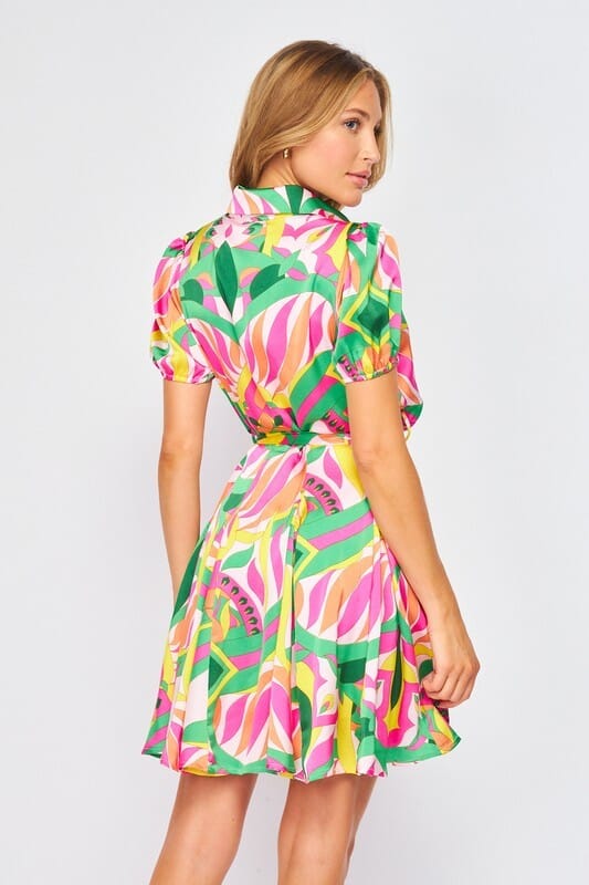 Tropical Abstract Button Down Dress Nadia