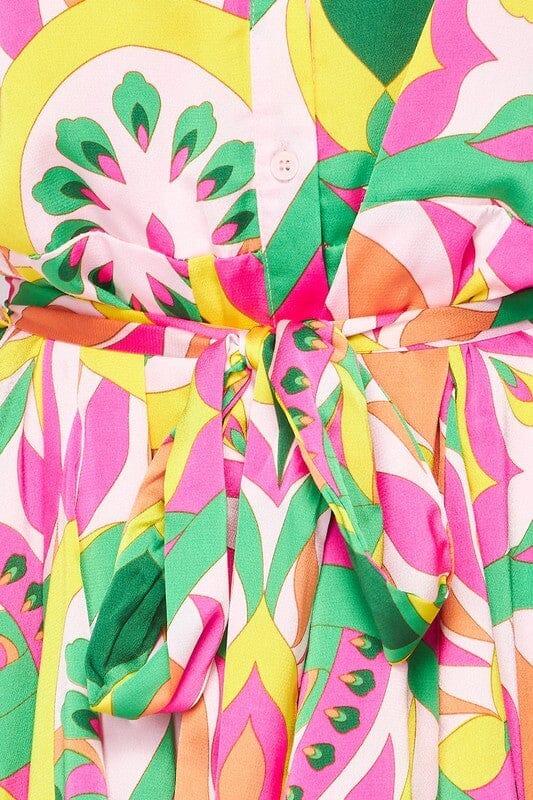 Tropical Abstract Button Down Dress Nadia