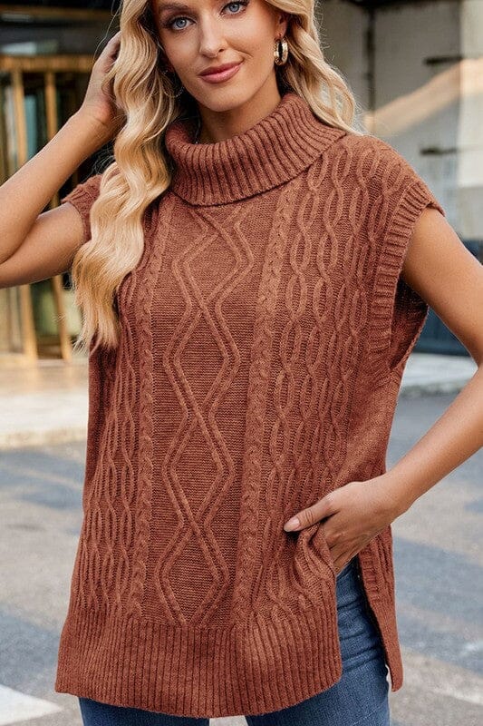 Turtleneck Cable Sweater Vest Wholesalesir