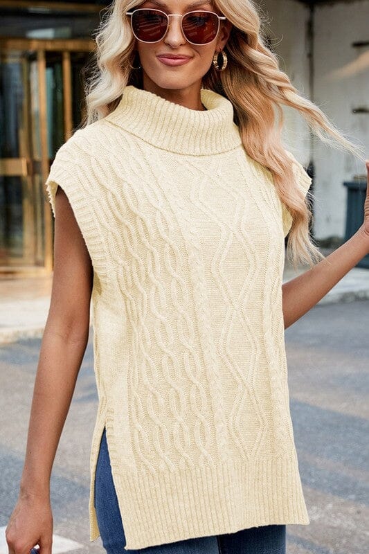 Turtleneck Cable Sweater Vest Wholesalesir
