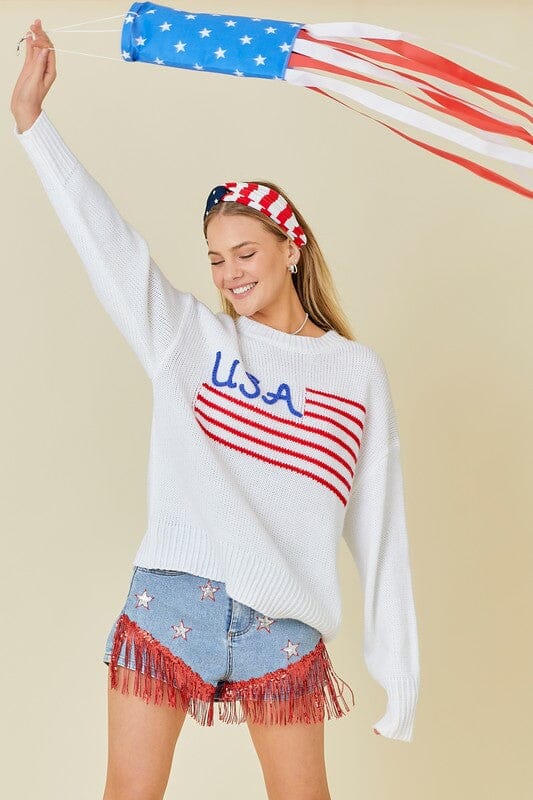 USA Crochet Sweater Main Strip