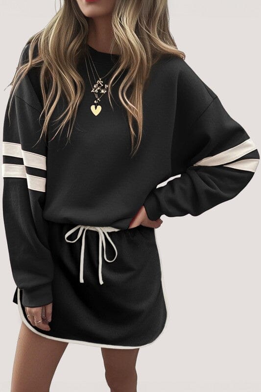 Varsity Striped Skort Set Shewin small Black