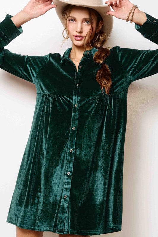 Velvet Shirt Dress Shewin
