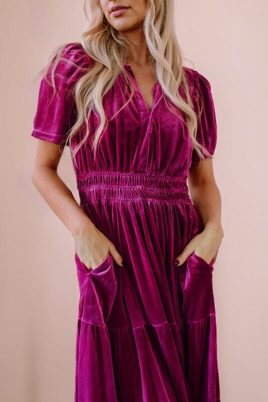Velvet Split Neck Maxi Shewin