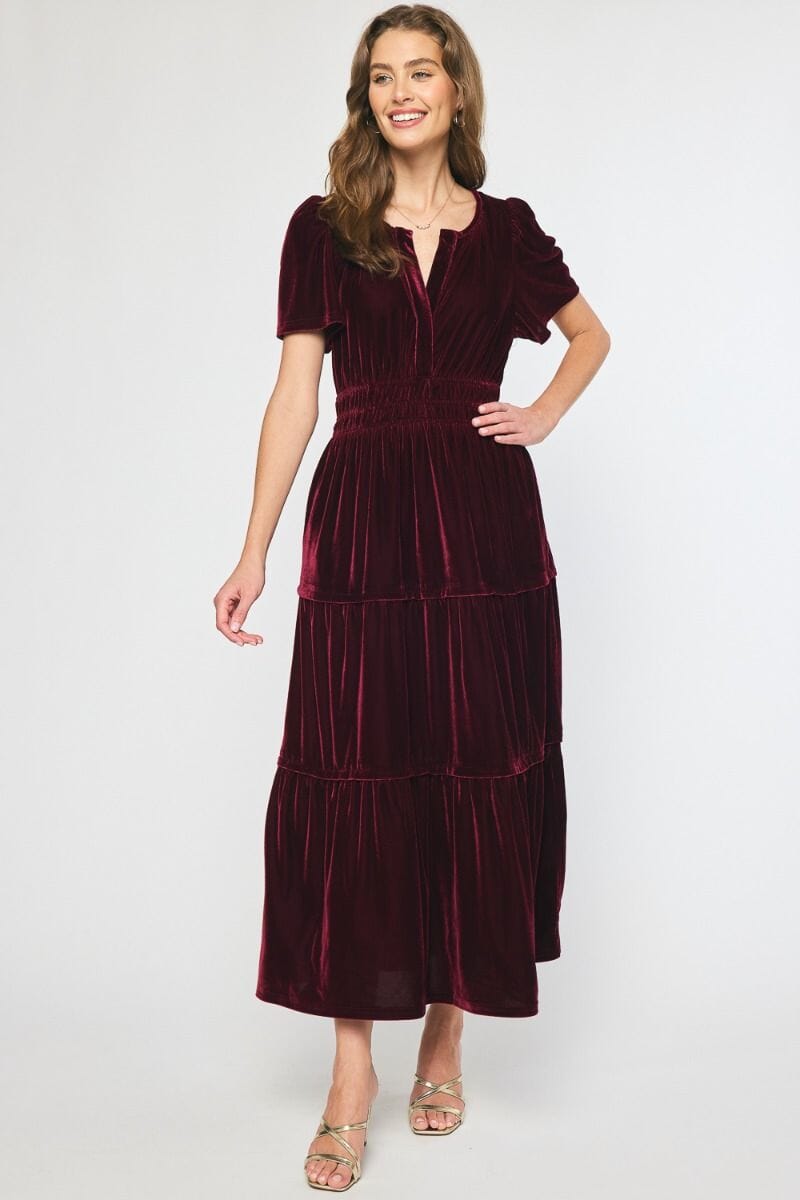 Velvet Split Neck Midi entro
