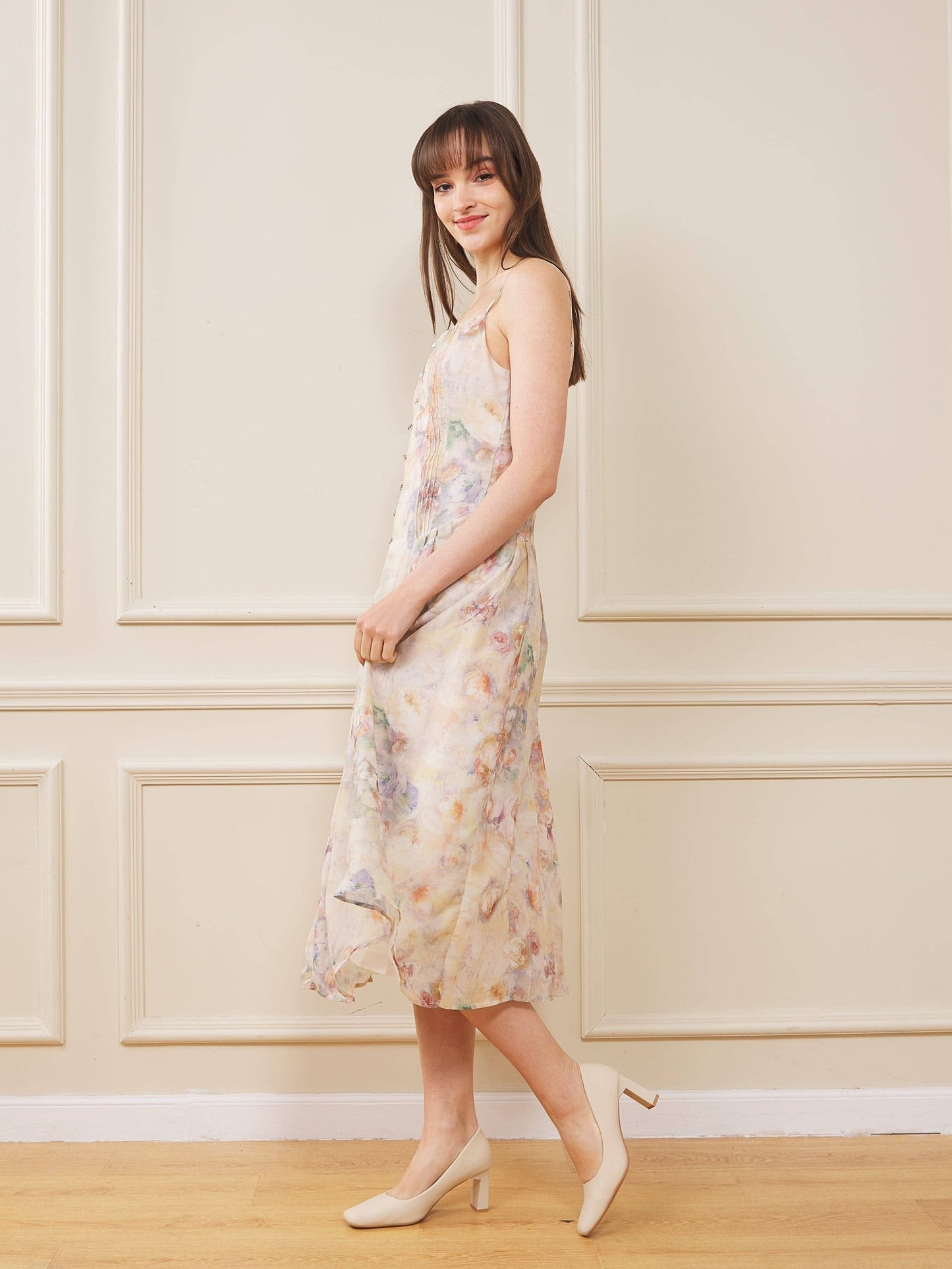 Whimsical Watercolor Midi Sundress rosie posie