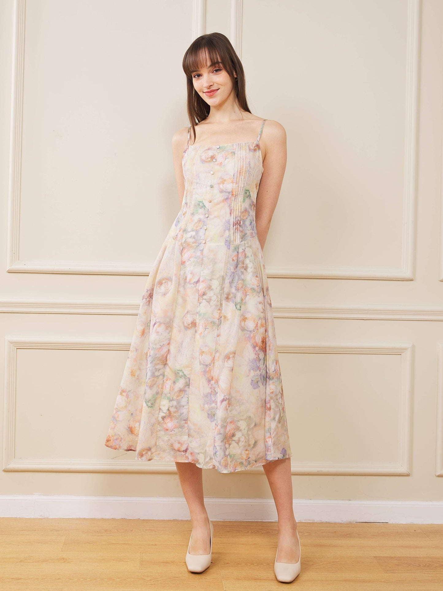 Whimsical Watercolor Midi Sundress rosie posie