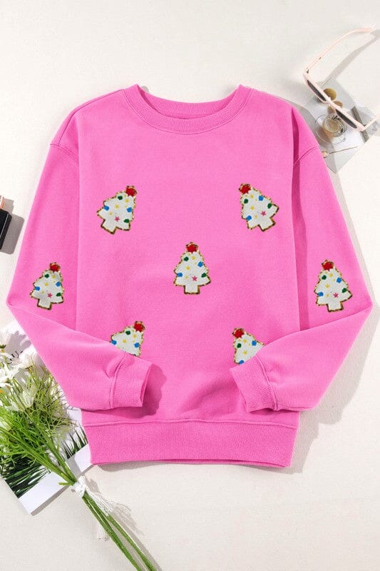 White Christmas Tree Patch Sweatshirt Kentce