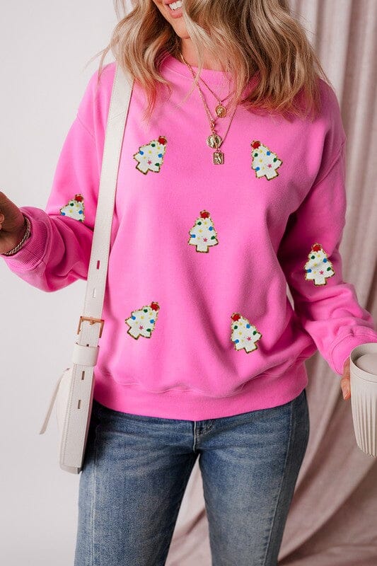 White Christmas Tree Patch Sweatshirt Kentce