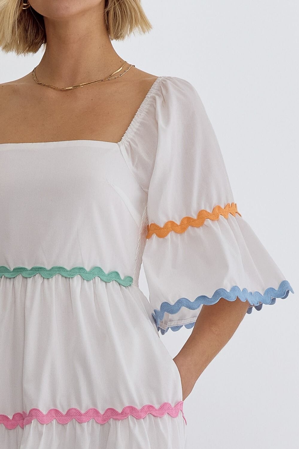 White Midi with Pastel Ric Rac entro