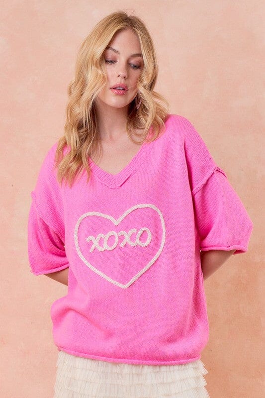 XOXO Half Sleeve Lightweight Sweater Doe & Rae